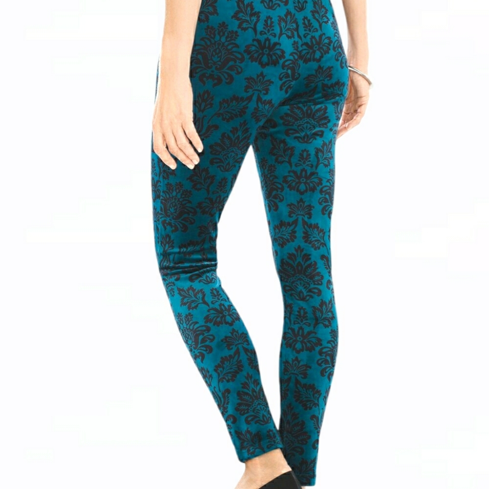 Chico's damask pattern velour leggings